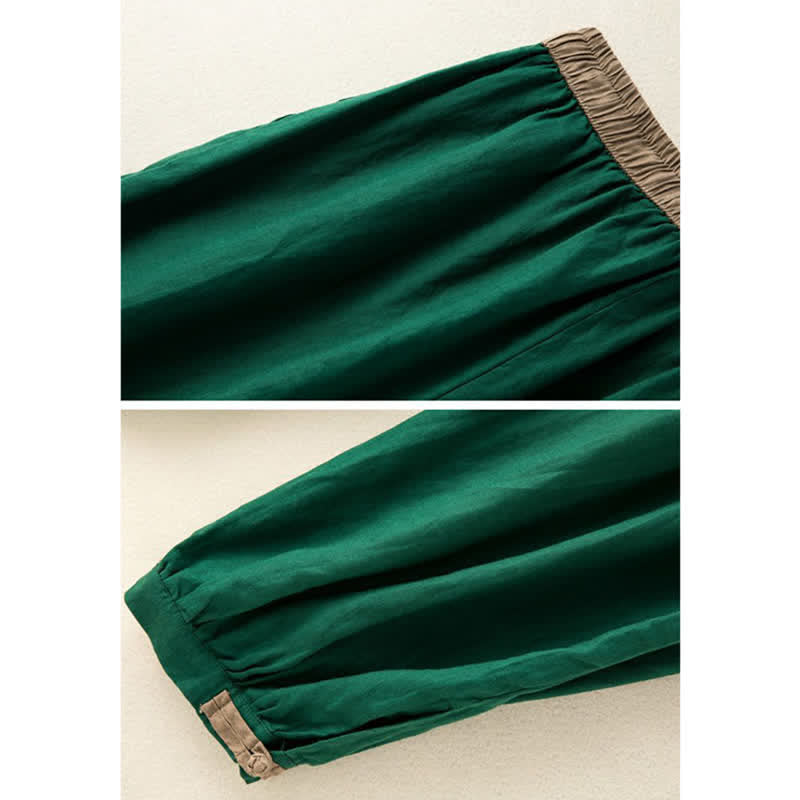 Pantalones harén de algodón liso con cordón y bolsillos para mujer con Buddha Stones - image 16