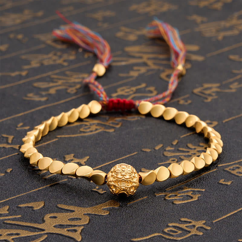 Buddha Stones Pulsera de hilo colorido con cuentas de cobre tibetanas Pi Xiu para la riqueza - 7,9 pulgadas (20 cm) - image 0