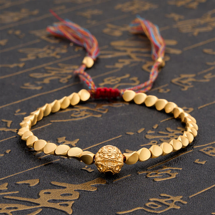 Buddha Stones Pulsera de hilo colorido con cuentas de cobre tibetanas Pi Xiu para la riqueza - 7,9 pulgadas (20 cm) - image 0