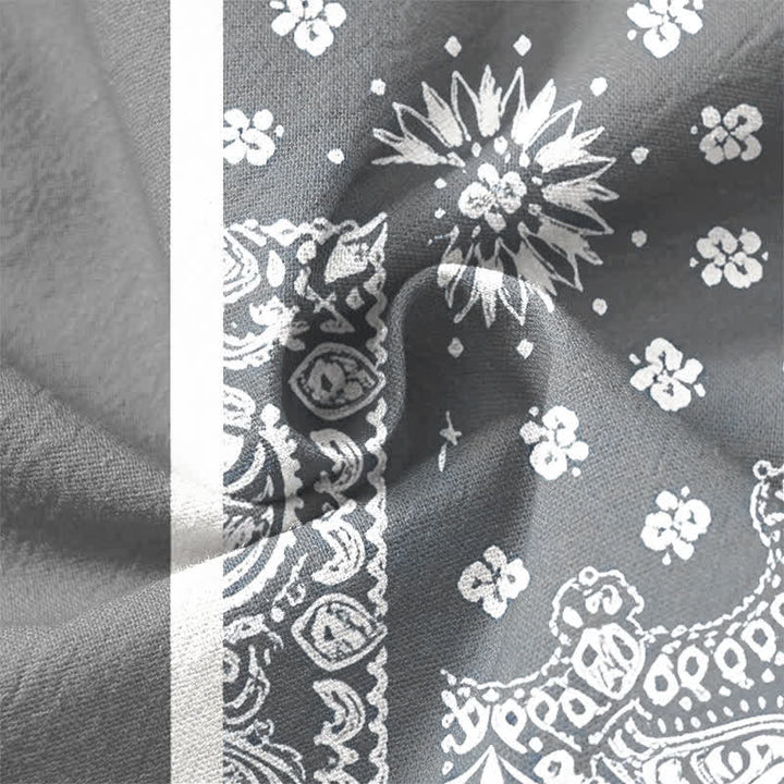 Buddha Stones Camisas de manga larga para hombre de algodón con cuello en V, estampado de rayas paisley estilo boho y botones. - image 13