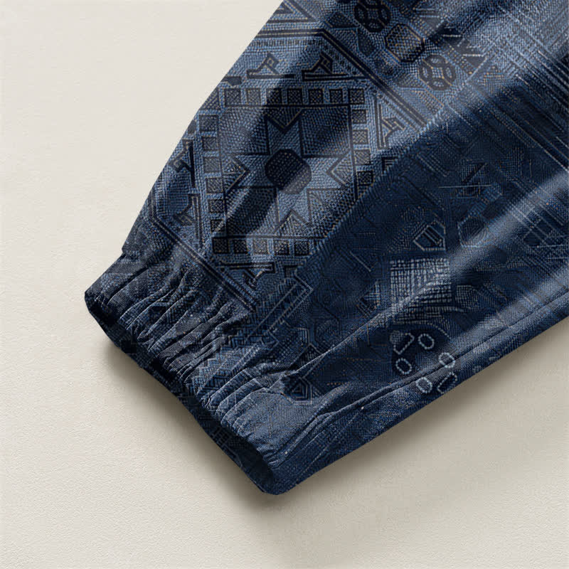Buddha Stones Pantalones harem para hombre de algodón puro con estampado paisley y cordón ajustable, con bolsillos. - image 4
