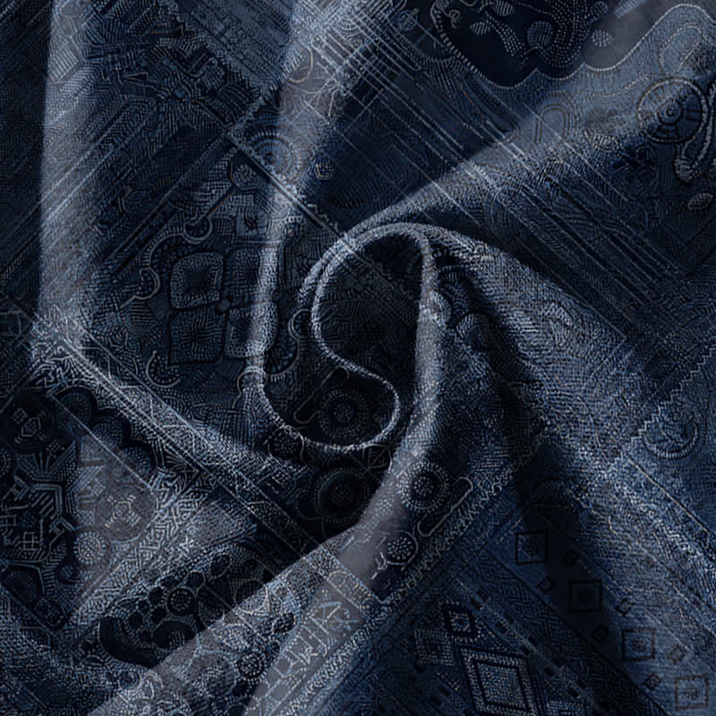 Buddha Stones Pantalones harem para hombre de algodón puro con estampado paisley y cordón ajustable, con bolsillos. - image 5