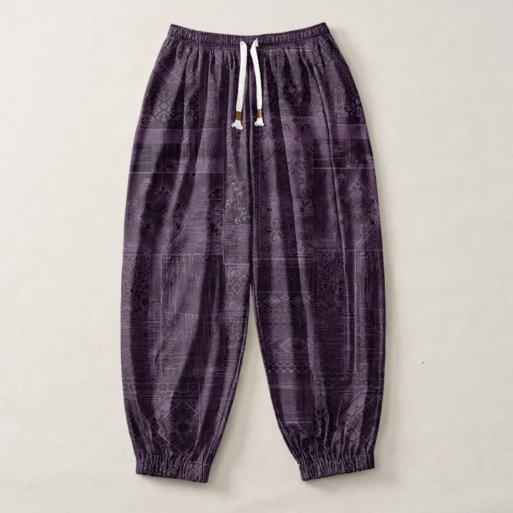 Buddha Stones Pantalones harem para hombre de algodón puro con estampado paisley y cordón ajustable, con bolsillos. - image 7