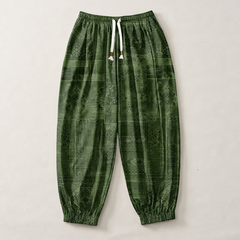 Buddha Stones Pantalones harem para hombre de algodón puro con estampado paisley y cordón ajustable, con bolsillos. - image 13
