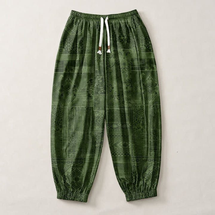 Buddha Stones Pantalones harem para hombre de algodón puro con estampado paisley y cordón ajustable, con bolsillos. - image 13
