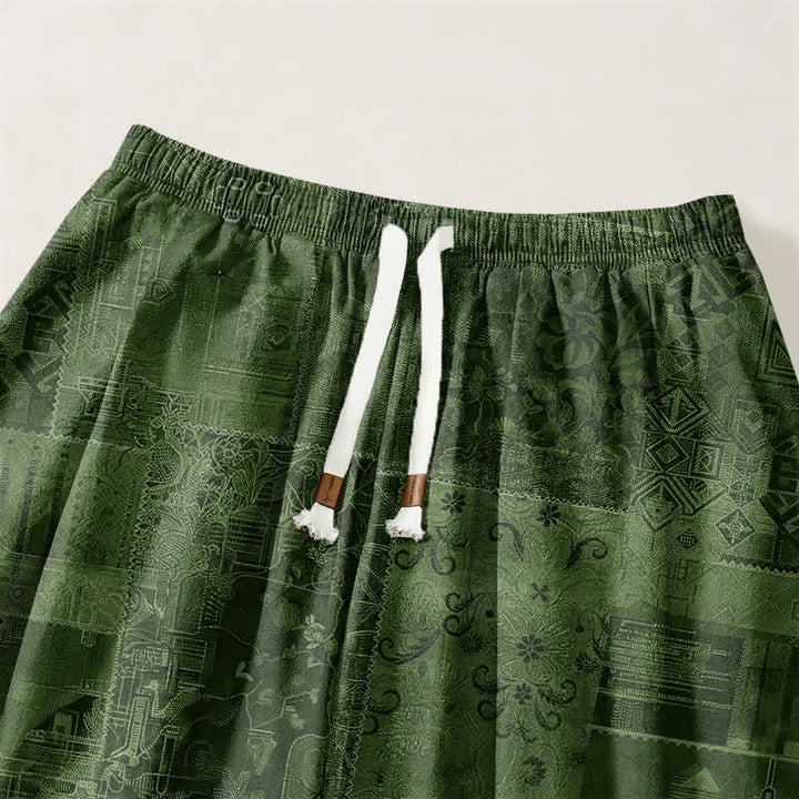 Buddha Stones Pantalones harem para hombre de algodón puro con estampado paisley y cordón ajustable, con bolsillos. - image 15
