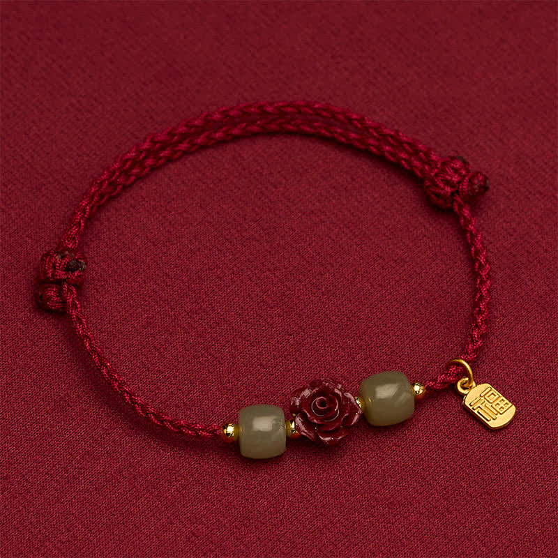 Buddha Stones Pulsera de la bendición con hilo rojo rosa del personaje de Cinnabar Fu - image 4