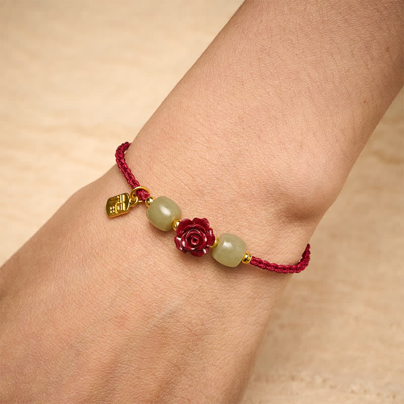 Buddha Stones Pulsera de la bendición con hilo rojo rosa del personaje de Cinnabar Fu - image 5