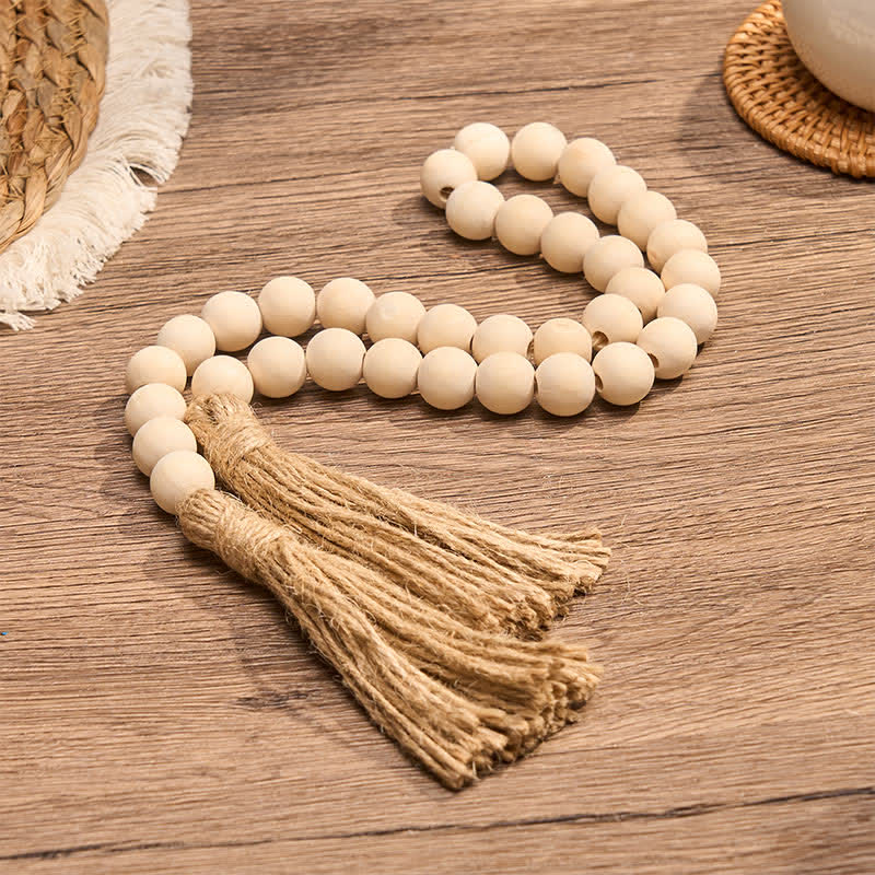 Buddha Stones Borla colgante de cuentas de macramé de madera natural para una decoración consciente - image 1