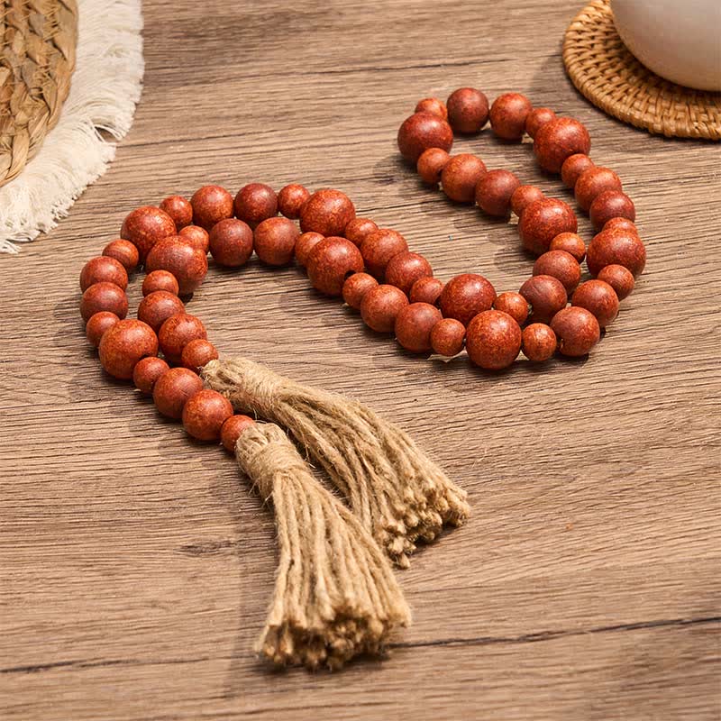 Buddha Stones Adorno colgante rústico de madera con doble borla y cuentas para un estilo de vida consciente. - image 10