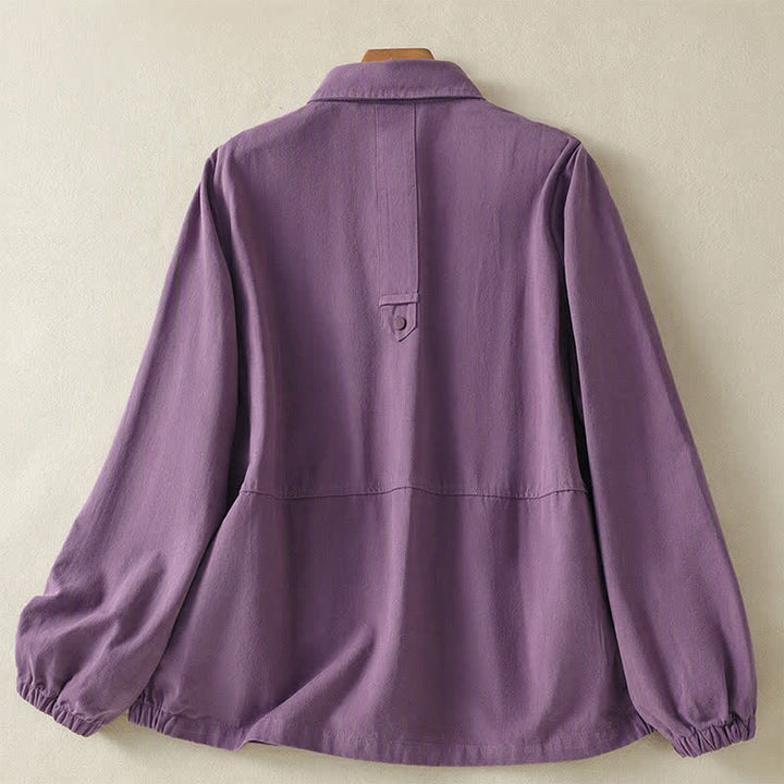 Buddha Stones Chaqueta informal de otoño para mujer, de color liso, con botones y bolsillos. - image 17