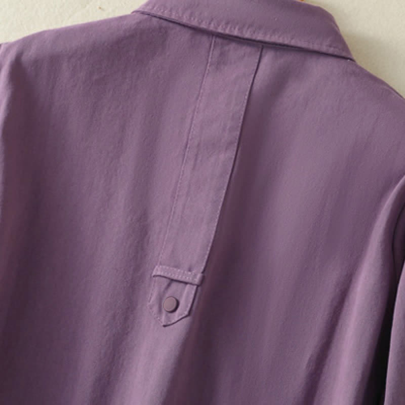 Buddha Stones Chaqueta informal de otoño para mujer, de color liso, con botones y bolsillos. - image 19