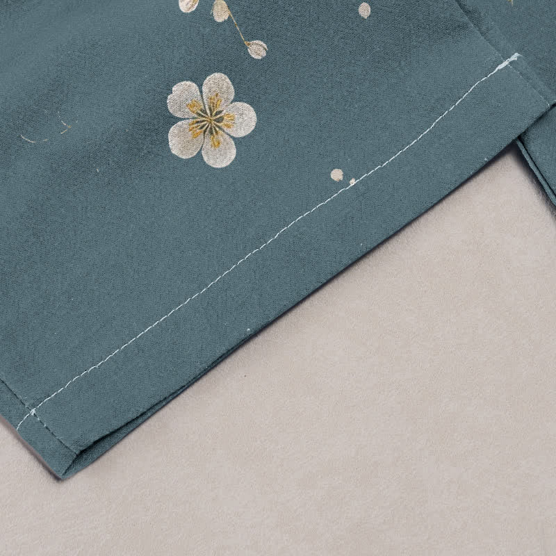 Buddha Stones Pantalones de mujer de algodón puro con estampado vintage de grullas y nubes, cintura elástica y bolsillos. - image 1