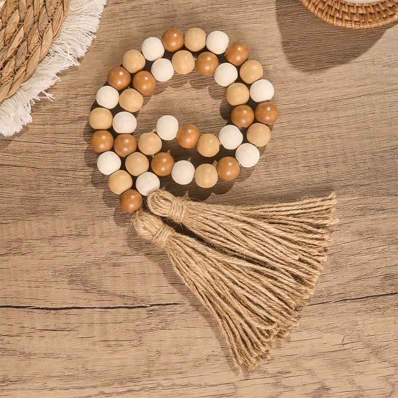 Buddha Stones Adorno de borla con cuentas de estilo bohemio campestre para una decoración consciente - 80 cm - image 0