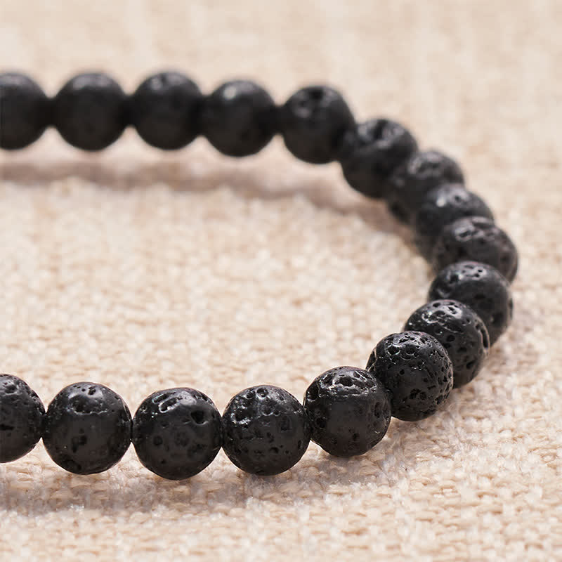 Buddha Stones Pulsera curativa con cuentas redondas y letras NO EVIL de roca de lava - image 4