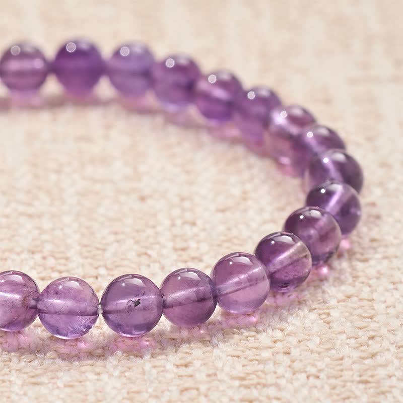 Buddha Stones Pulsera de meditación con cuentas de amatista con la inscripción PAZ - image 4