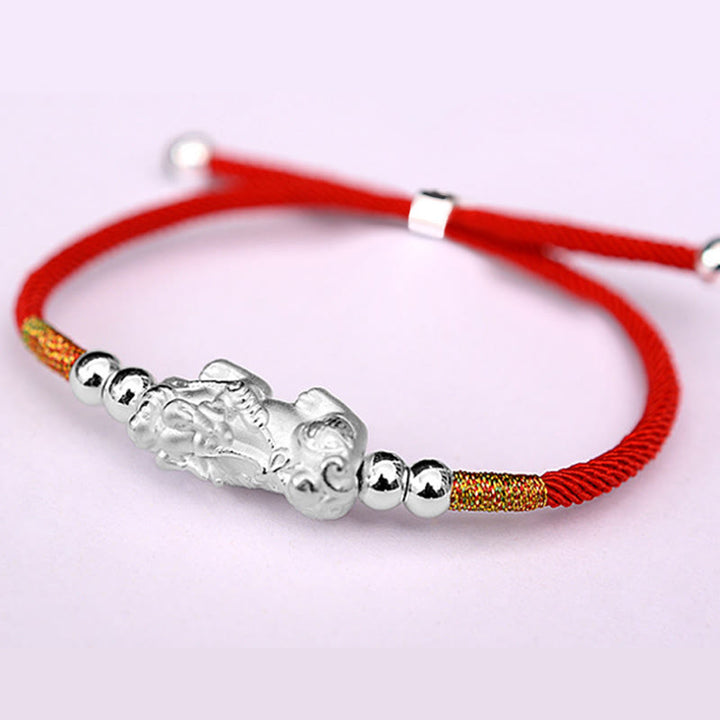 Pulsera de hilo rojo de la suerte PiXiu chapada en oro de 24 quilates con Buddha Stones - image 14