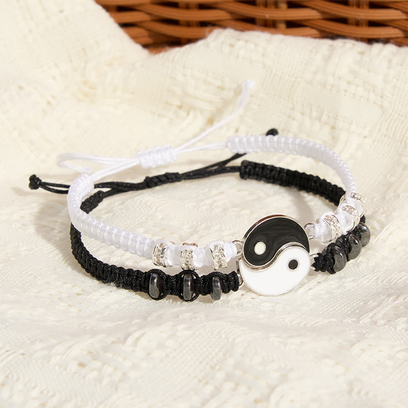 Buddha Stones 2 pulseras ajustables para parejas con diseño Yin Yang y hematita. - image 1
