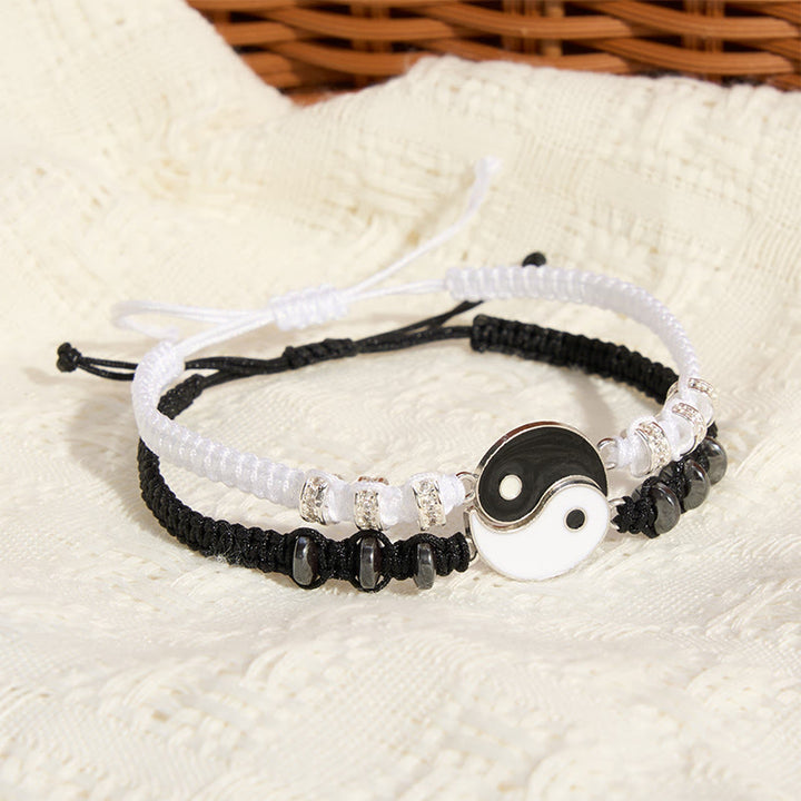 Buddha Stones 2 pulseras ajustables para parejas con diseño Yin Yang y hematita. - image 1