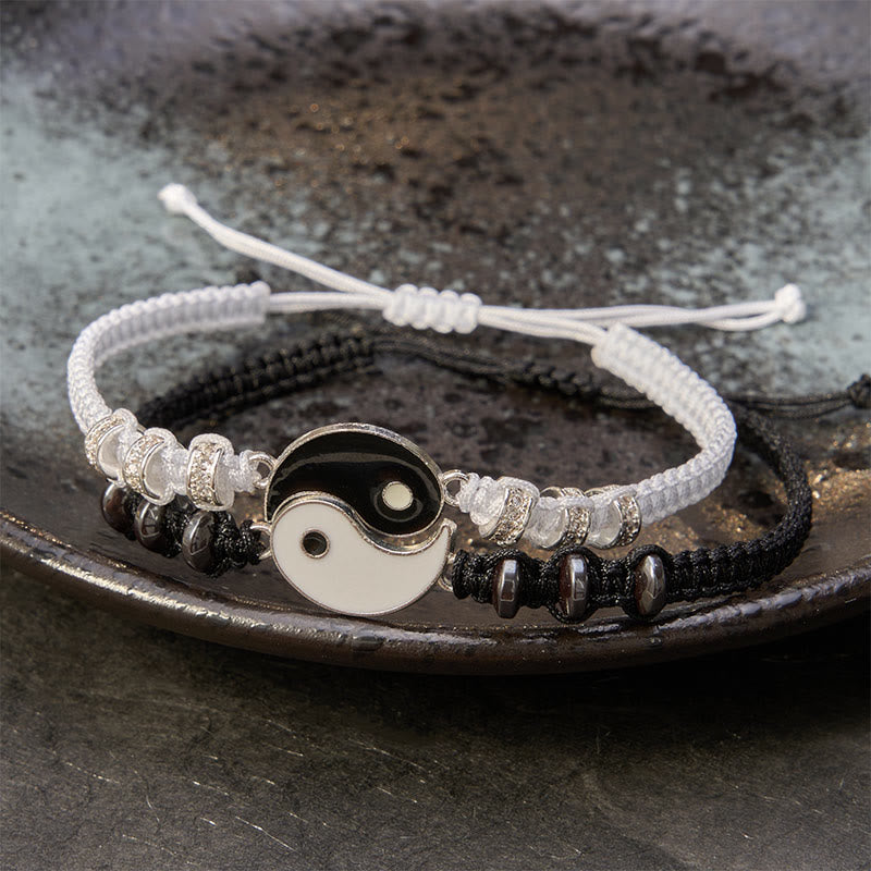 Buddha Stones 2 pulseras ajustables para parejas con diseño Yin Yang y hematita. - image 3