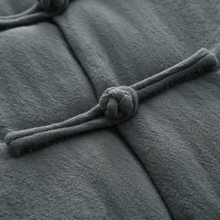 Buddha Stones Chaqueta de hombre de algodón liso con botones de rana, estilo casual de otoño/invierno, de algodón liso con bolsillos. - image 8