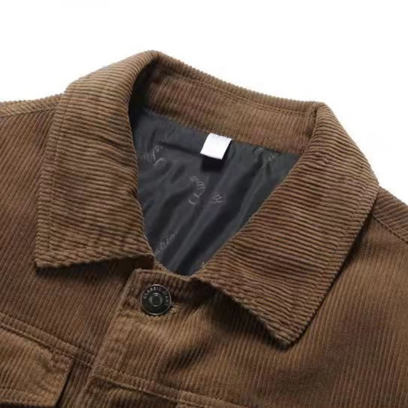 Buddha Stones Chaqueta de pana lisa para hombre, estilo vintage, sencilla, con botones y bolsillo. - image 1