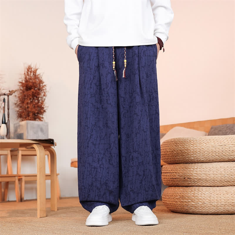 Buddha Stones Pantalones largos casuales de otoño con cordón ajustable y estampado de textura abstracta para hombre, de pierna recta y con bolsillos. - Azul medianoche - US/UK/AU46, EU56 (5XL) - image 18
