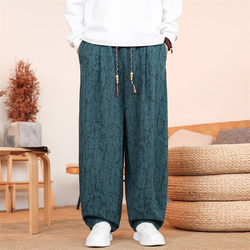Buddha Stones Pantalones largos casuales de otoño con cordón ajustable y estampado de textura abstracta para hombre, de pierna recta y con bolsillos. - Verde azulado - US/UK/AU46, EU56 (5XL) - image 26