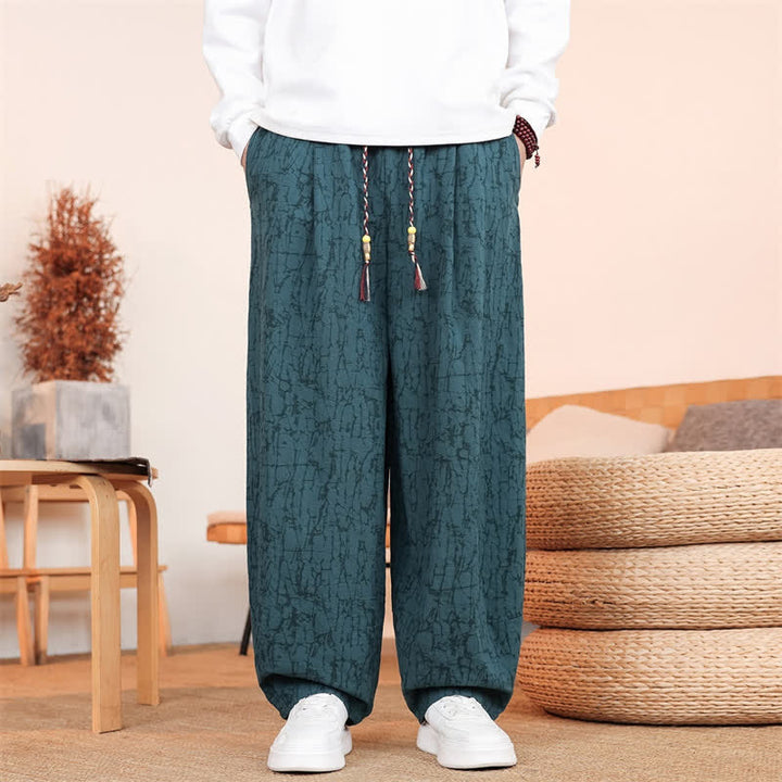 Buddha Stones Pantalones largos casuales de otoño con cordón ajustable y estampado de textura abstracta para hombre, de pierna recta y con bolsillos. - Verde azulado - US/UK/AU46, EU56 (5XL) - image 26