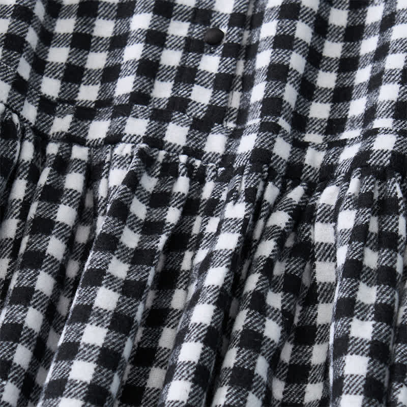 Buddha Stones Vestido de invierno informal vintage de cintura alta a cuadros para mujer con bolsillos. - image 10