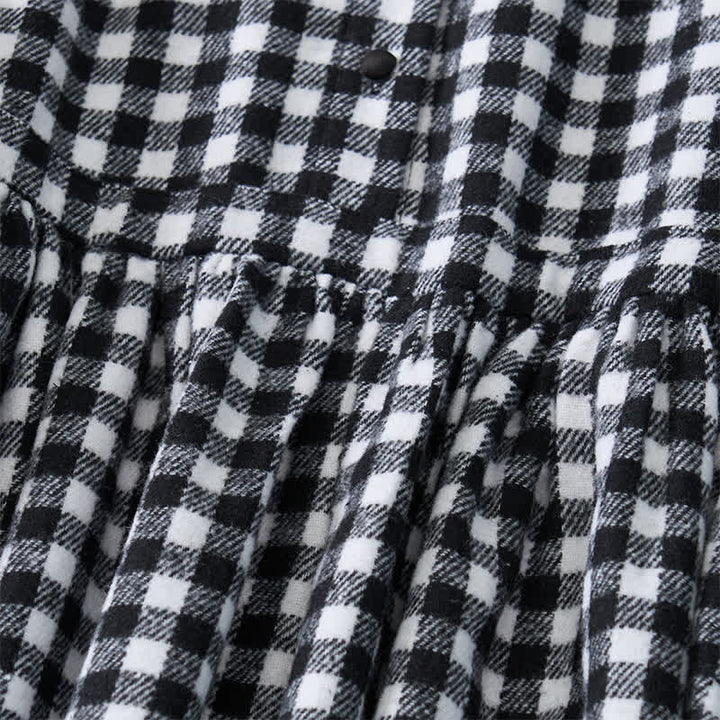 Buddha Stones Vestido de invierno informal vintage de cintura alta a cuadros para mujer con bolsillos. - image 10