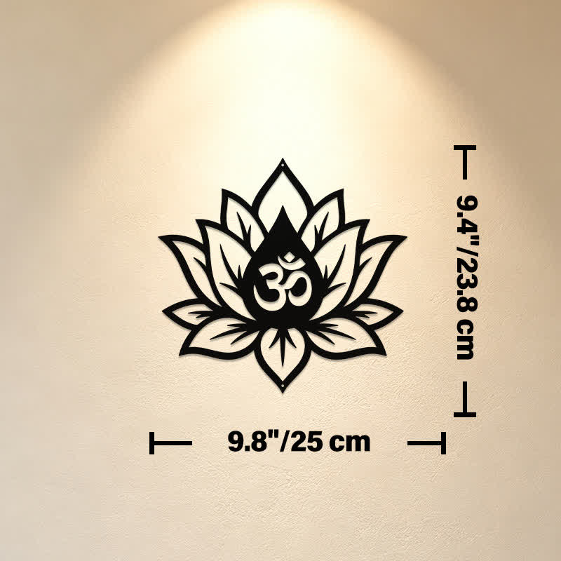 Buddha Stones Loto de metal OM Mindfulness Zen Símbolos significativos Arte de pared - Aprox. 25 cm x 23,8 cm x 0,1 cm / 9,84 pulgadas x 9,37 pulgadas x 0,04 pulgadas - image 2
