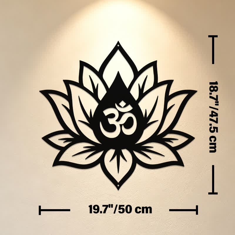 Buddha Stones Loto de metal OM Mindfulness Zen Símbolos significativos Arte de pared - Aprox. 50 cm x 47,5 cm x 0,12 cm / 19,69 pulgadas x 18,70 pulgadas x 0,05 pulgadas - image 10