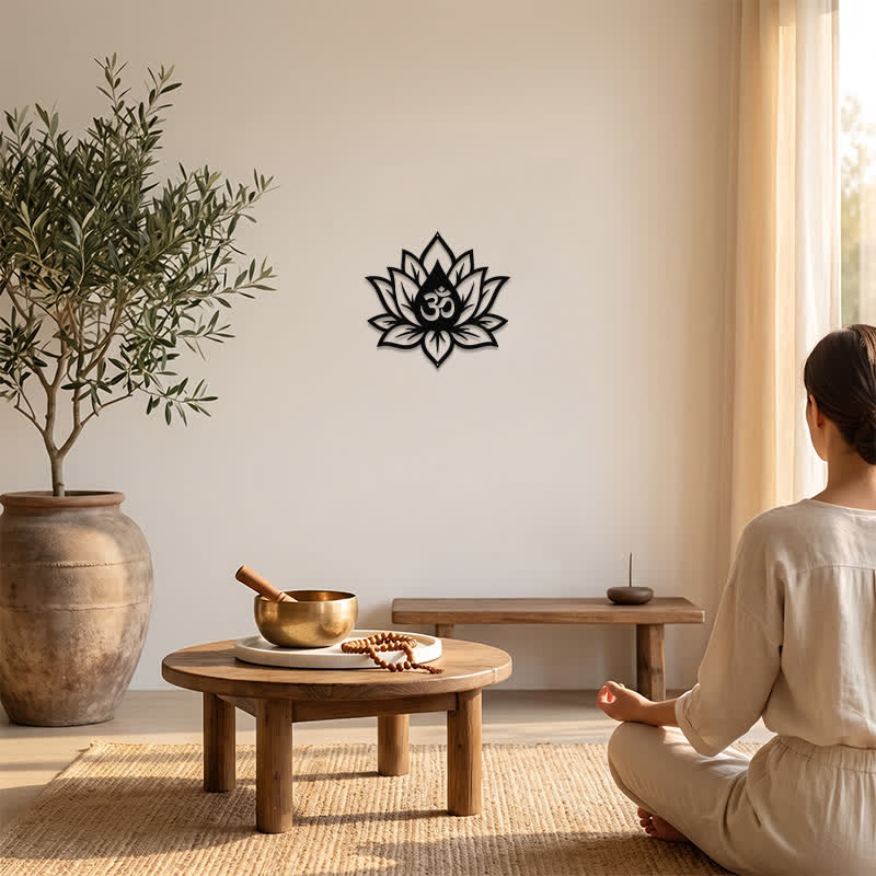Buddha Stones Loto de metal OM Mindfulness Zen Símbolos significativos Arte de pared - image 5
