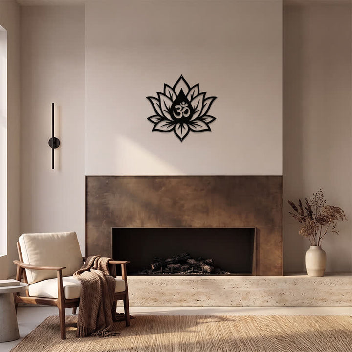 Buddha Stones Loto de metal OM Mindfulness Zen Símbolos significativos Arte de pared - image 11