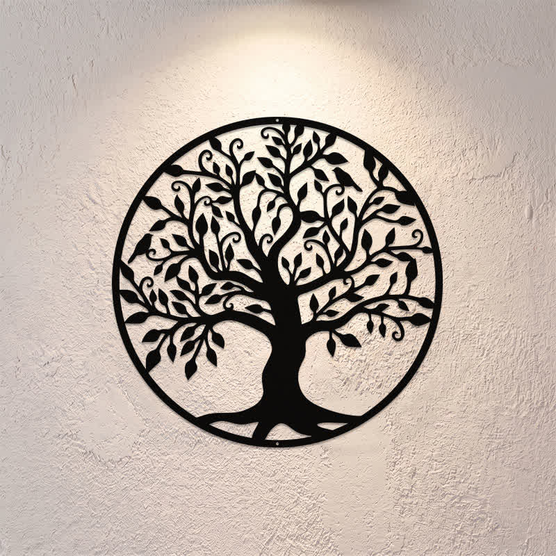 Buddha Stones Árbol de la Vida redondo de metal, símbolo de unidad y significado, decoración de pared. - image 0
