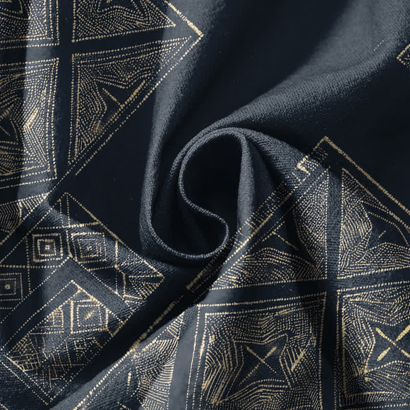 Buddha Stones Pantalones harem para hombre de algodón puro con estampado étnico de celosía, cordón ajustable y bolsillos. - image 5