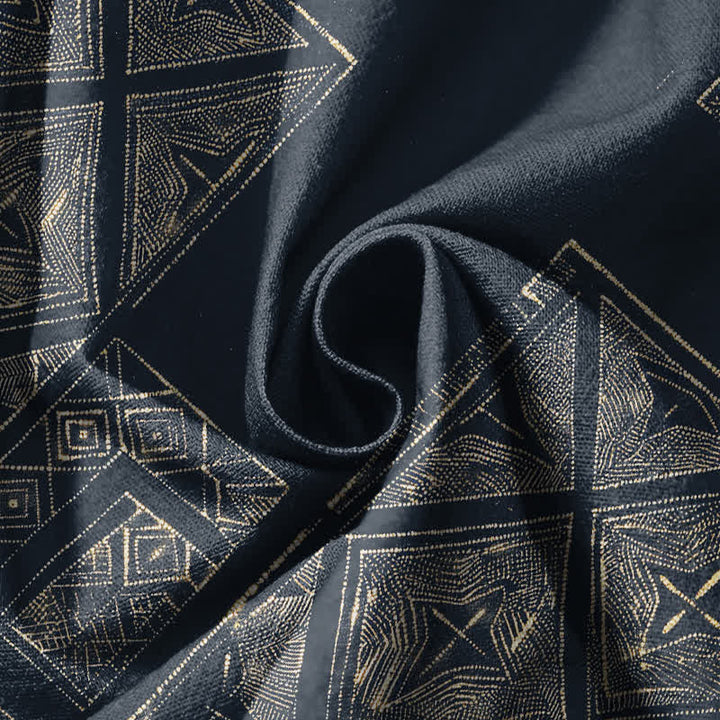 Buddha Stones Pantalones harem para hombre de algodón puro con estampado étnico de celosía, cordón ajustable y bolsillos. - image 5