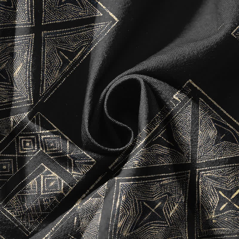 Buddha Stones Pantalones harem para hombre de algodón puro con estampado étnico de celosía, cordón ajustable y bolsillos. - image 17