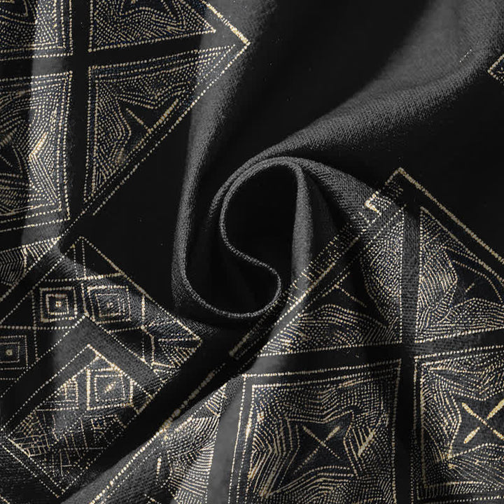 Buddha Stones Pantalones harem para hombre de algodón puro con estampado étnico de celosía, cordón ajustable y bolsillos. - image 17