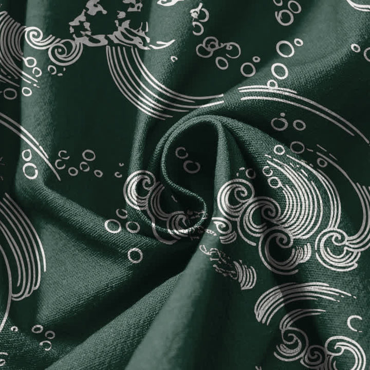Buddha Stones Pantalones harem para hombre de algodón puro con estampado de nubes y ondas, cordón ajustable y bolsillos. - image 17