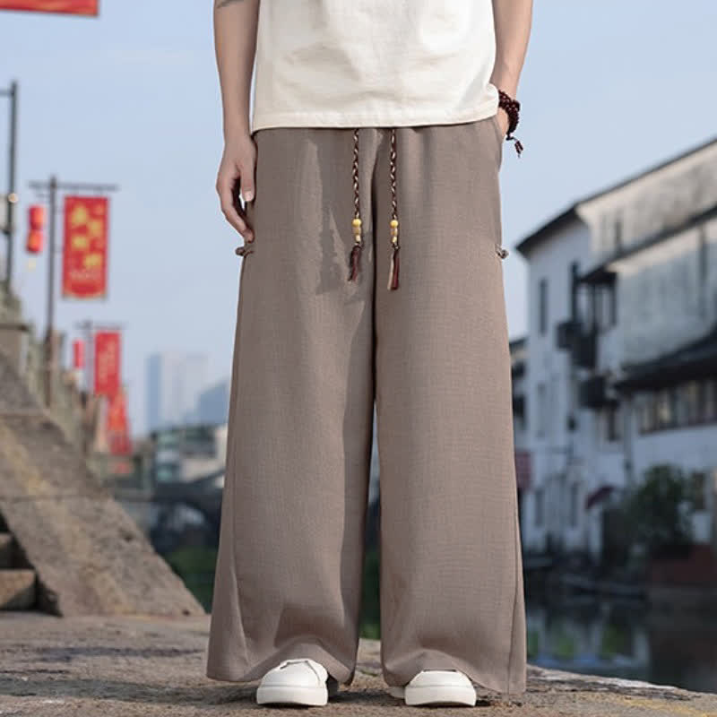 Buddha Stones Pantalones largos de pierna recta para hombre, estilo Tang, informales, con cordón ajustable, ideales para primavera y otoño. - Perú - US/UK/AU44, EU54 (4XL) - image 8