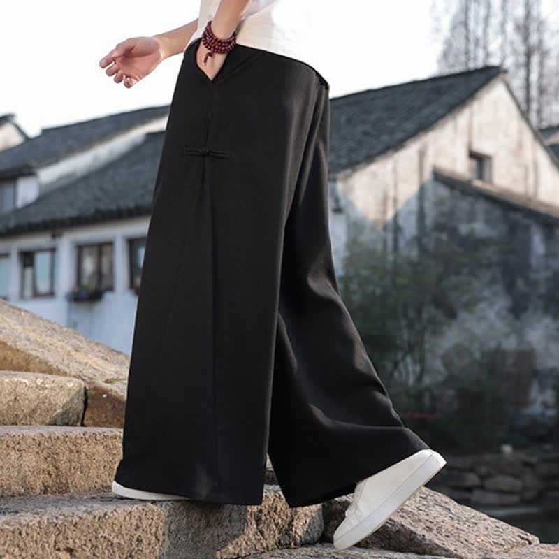 Buddha Stones Pantalones largos de pierna recta para hombre, estilo Tang, informales, con cordón ajustable, ideales para primavera y otoño. - image 6