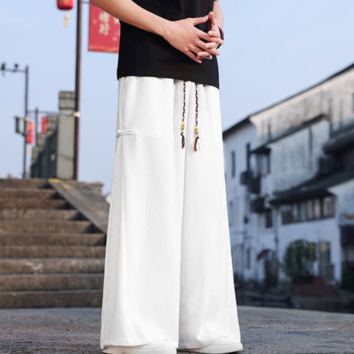 Buddha Stones Pantalones largos de pierna recta para hombre, estilo Tang, informales, con cordón ajustable, ideales para primavera y otoño. - image 21