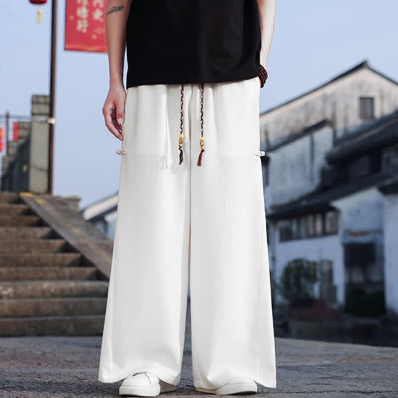 Buddha Stones Pantalones largos de pierna recta para hombre, estilo Tang, informales, con cordón ajustable, ideales para primavera y otoño. - image 22