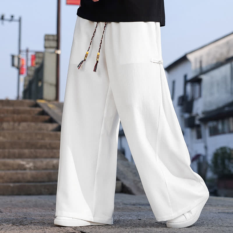 Buddha Stones Pantalones largos de pierna recta para hombre, estilo Tang, informales, con cordón ajustable, ideales para primavera y otoño. - image 17