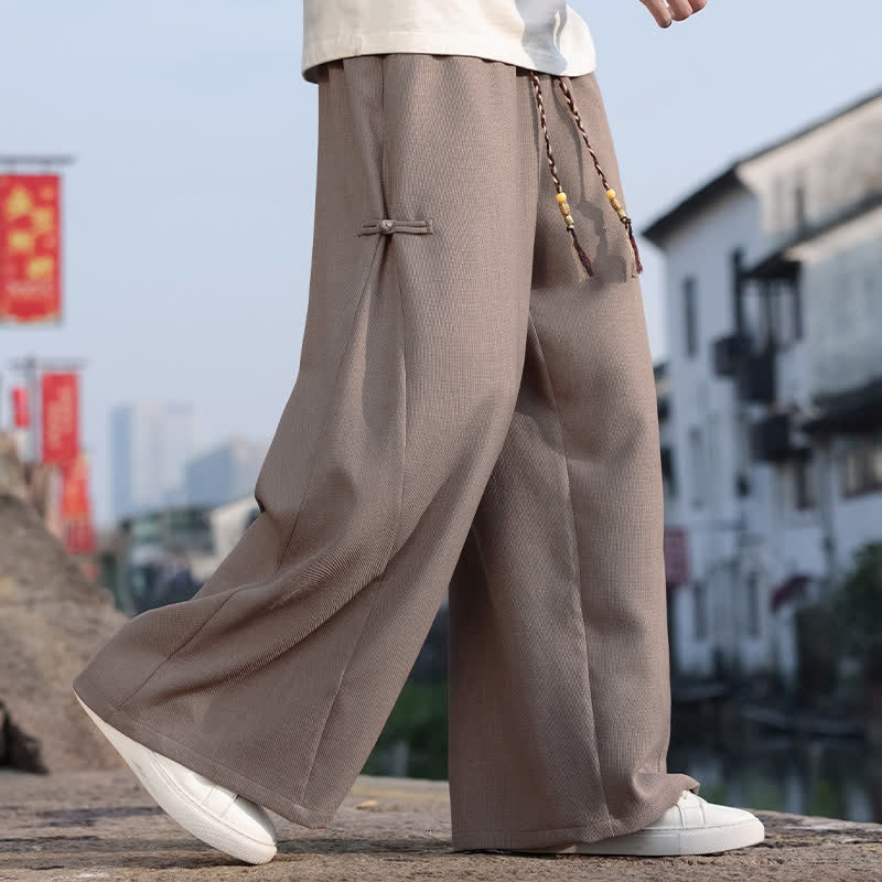 Buddha Stones Pantalones largos de pierna recta para hombre, estilo Tang, informales, con cordón ajustable, ideales para primavera y otoño. - image 11