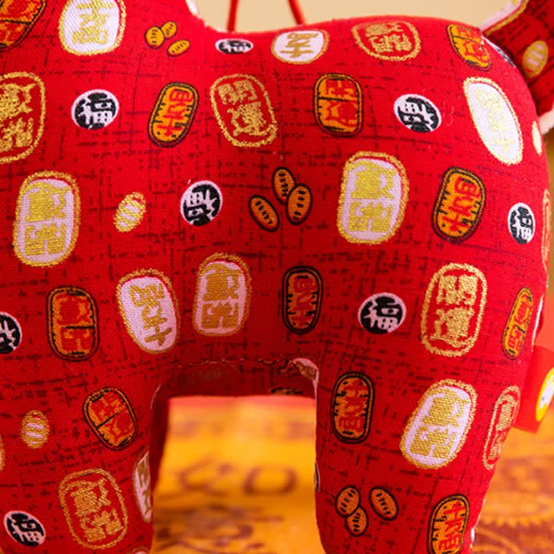 Buddha Stones Peluche de cabra del zodiaco de algodón rojo, lindo animal de peluche, decoración - image 4