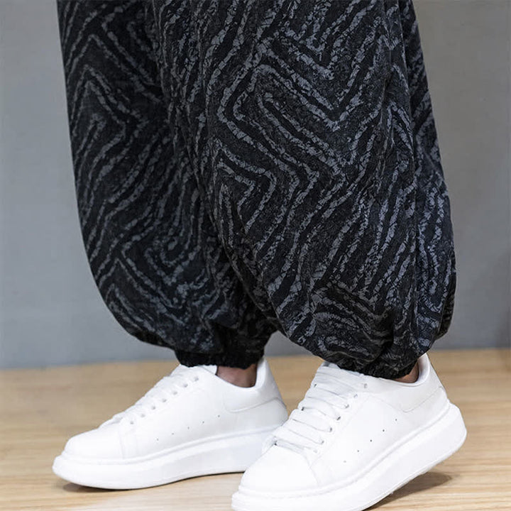 Buddha Stones Pantalones cortos de pana estilo boho con cordón ajustable y líneas abstractas para hombre, ideales para otoño e invierno. - image 20
