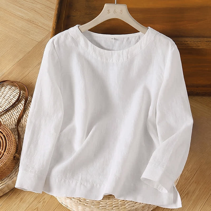 Buddha Stones Camiseta de manga larga de algodón para mujer, estilo casual de primavera y otoño, con cuello redondo. - Blanco - US14，UK/AU18，EU46 (2XL) - image 12